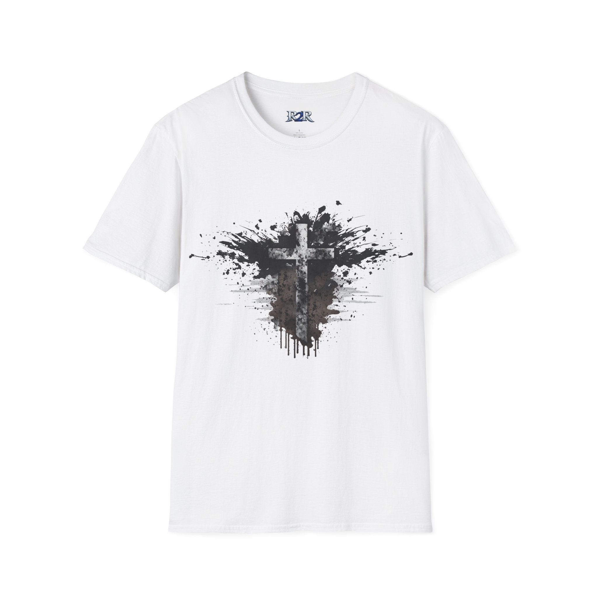 Christian Cross Ink Splatter T-Shirt — Faith Graphic Tee