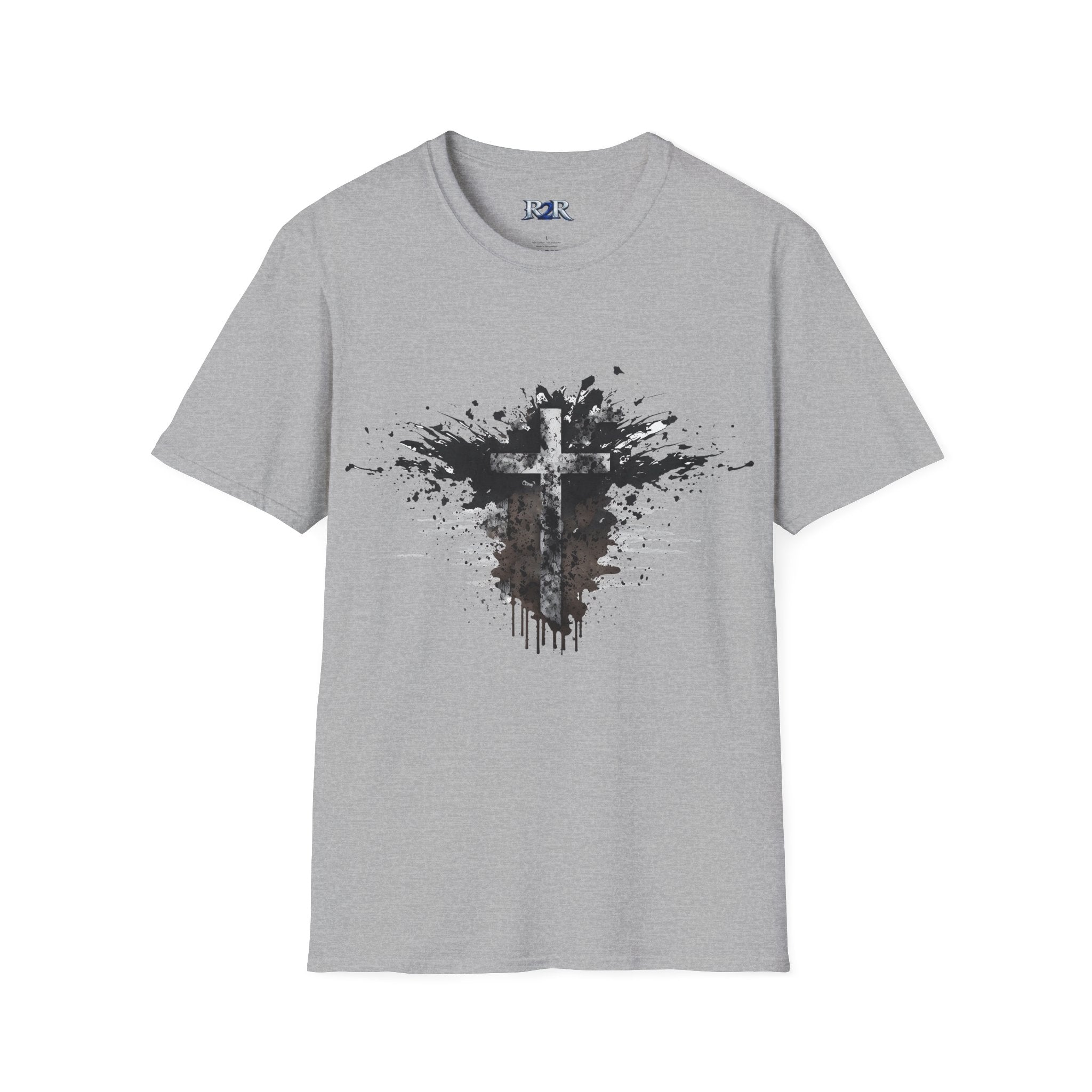 Christian Cross Ink Splatter T-Shirt — Faith Graphic Tee