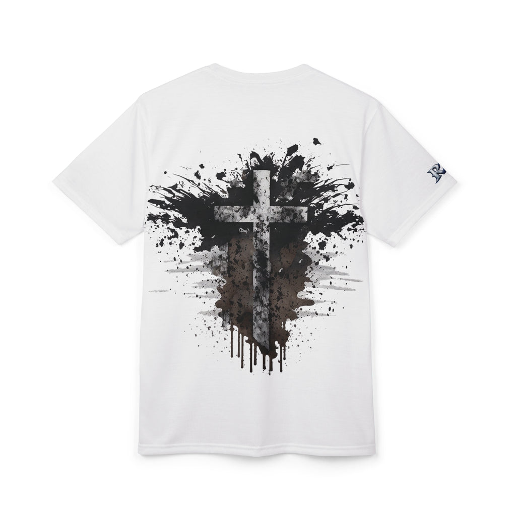 Christian Cross Splatter T-Shirt — Grunge Faith Graphic Tee