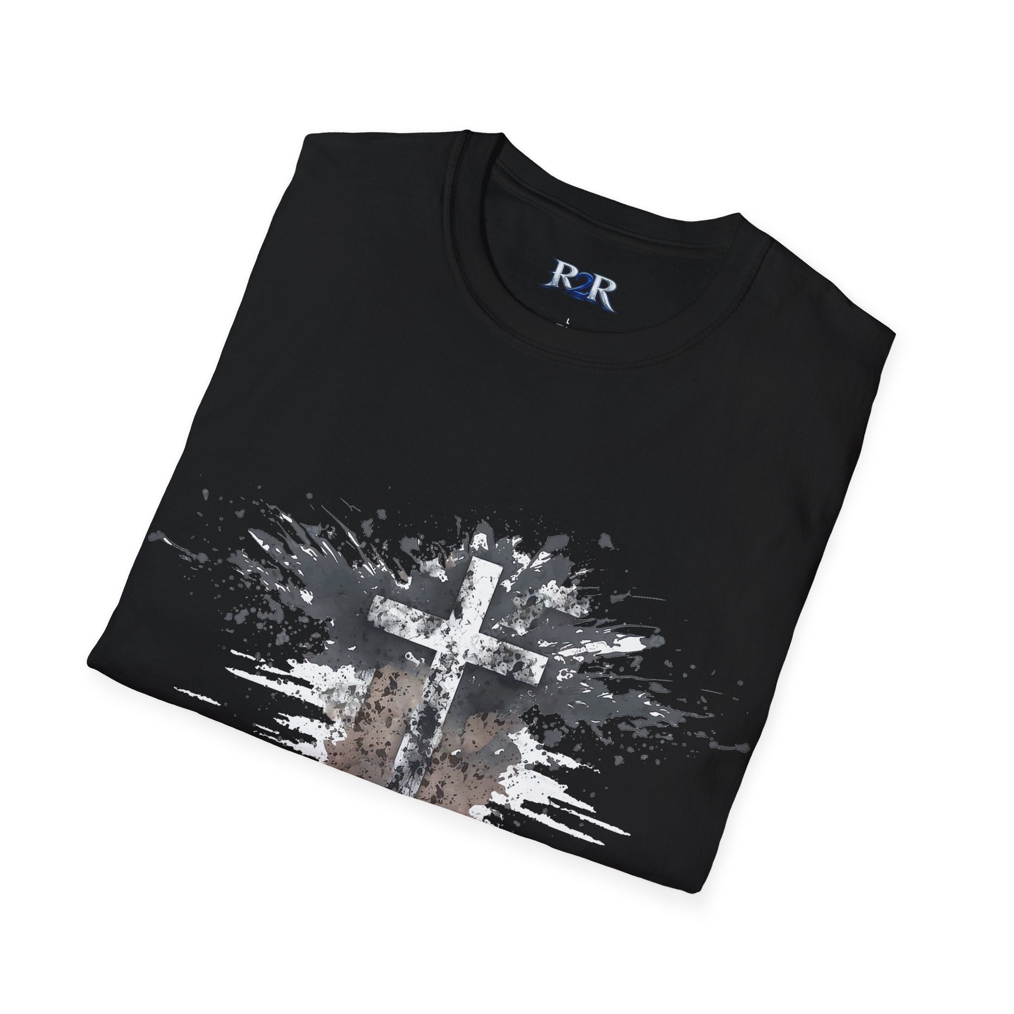 Christian Cross Ink Splatter T-Shirt — Faith Graphic Tee