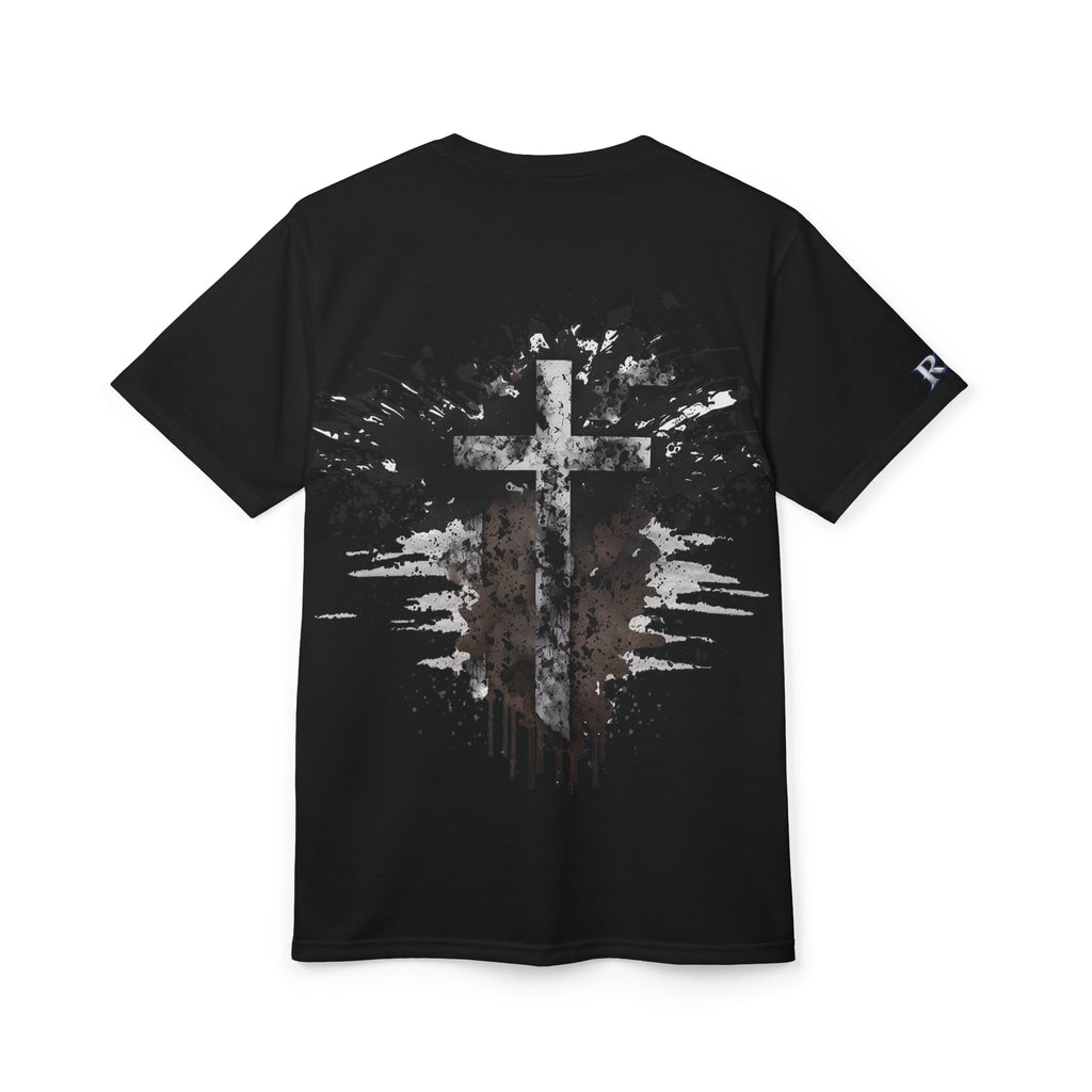 Christian Cross Splatter T-Shirt — Grunge Faith Graphic Tee