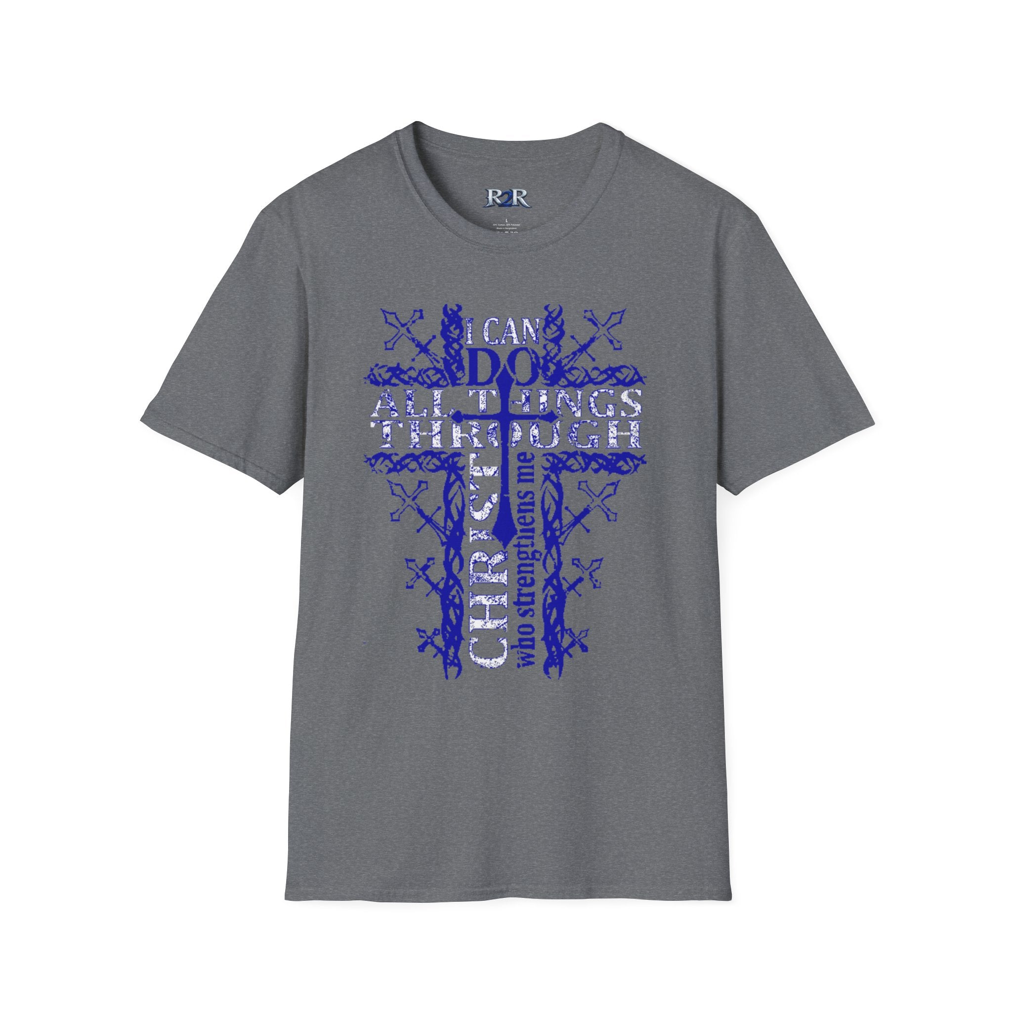 Christian Cross T-Shirt – "I Can Do All Things Through Christ" Inspirational Tee