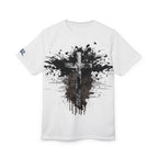 Christian Cross Splatter T-Shirt — Grunge Faith Graphic Tee