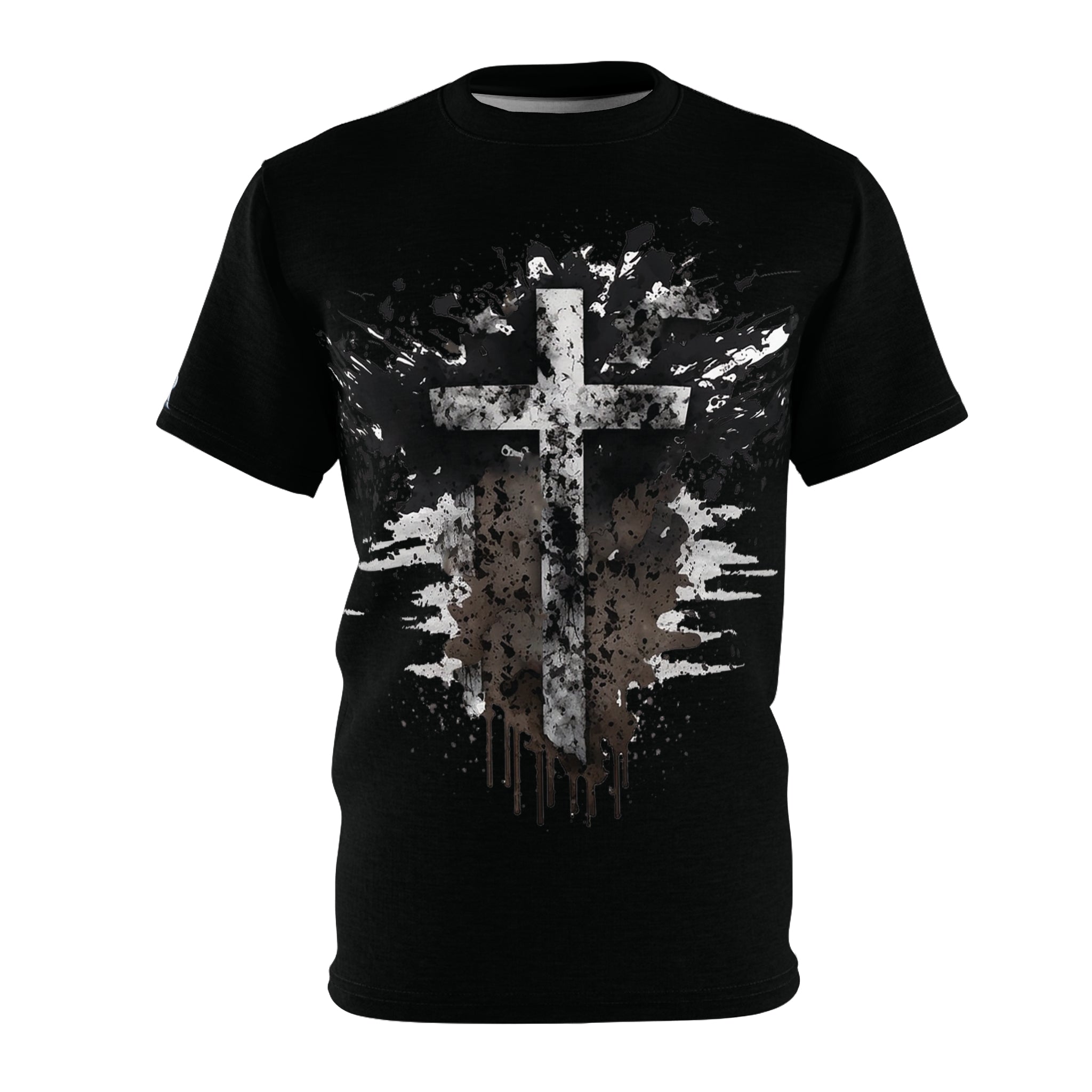 Christian Cross Splatter T-Shirt — Grunge Faith Graphic Tee