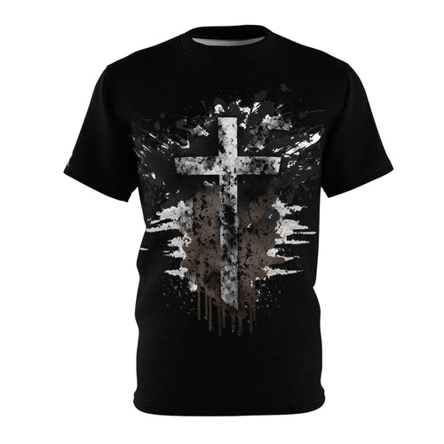 Christian Cross Splatter T-Shirt — Grunge Faith Graphic Tee