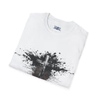 Christian Cross Ink Splatter T-Shirt — Faith Graphic Tee