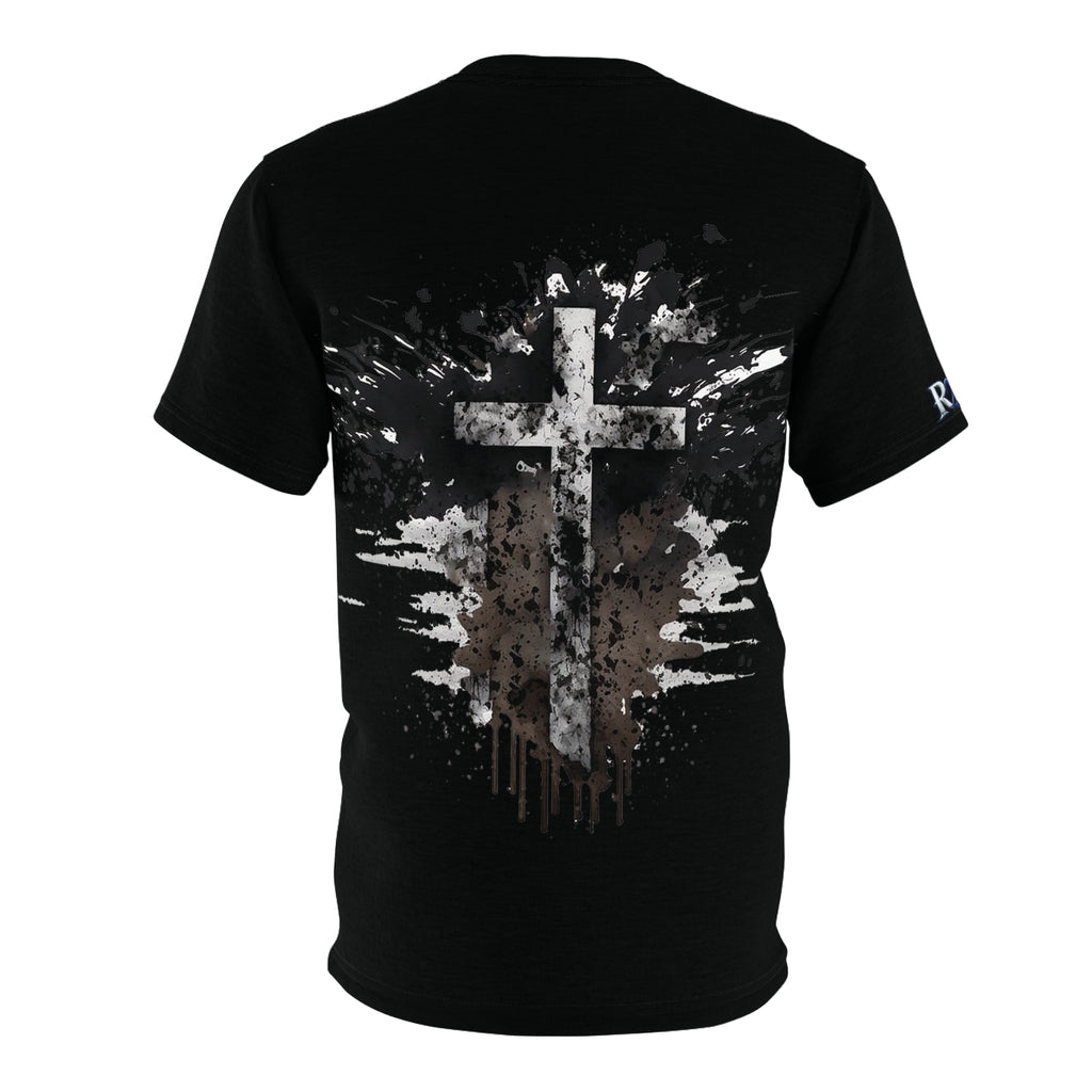 Christian Cross Splatter T-Shirt — Grunge Faith Graphic Tee