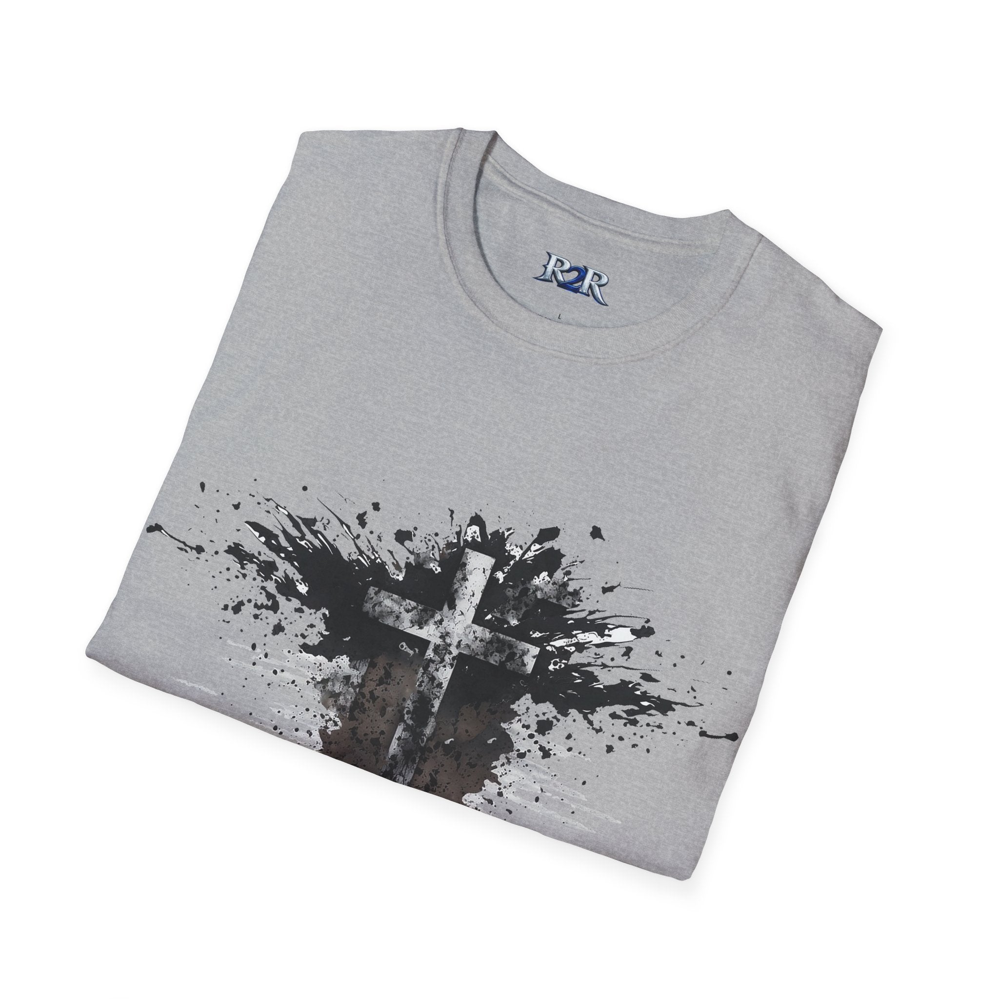 Christian Cross Ink Splatter T-Shirt — Faith Graphic Tee