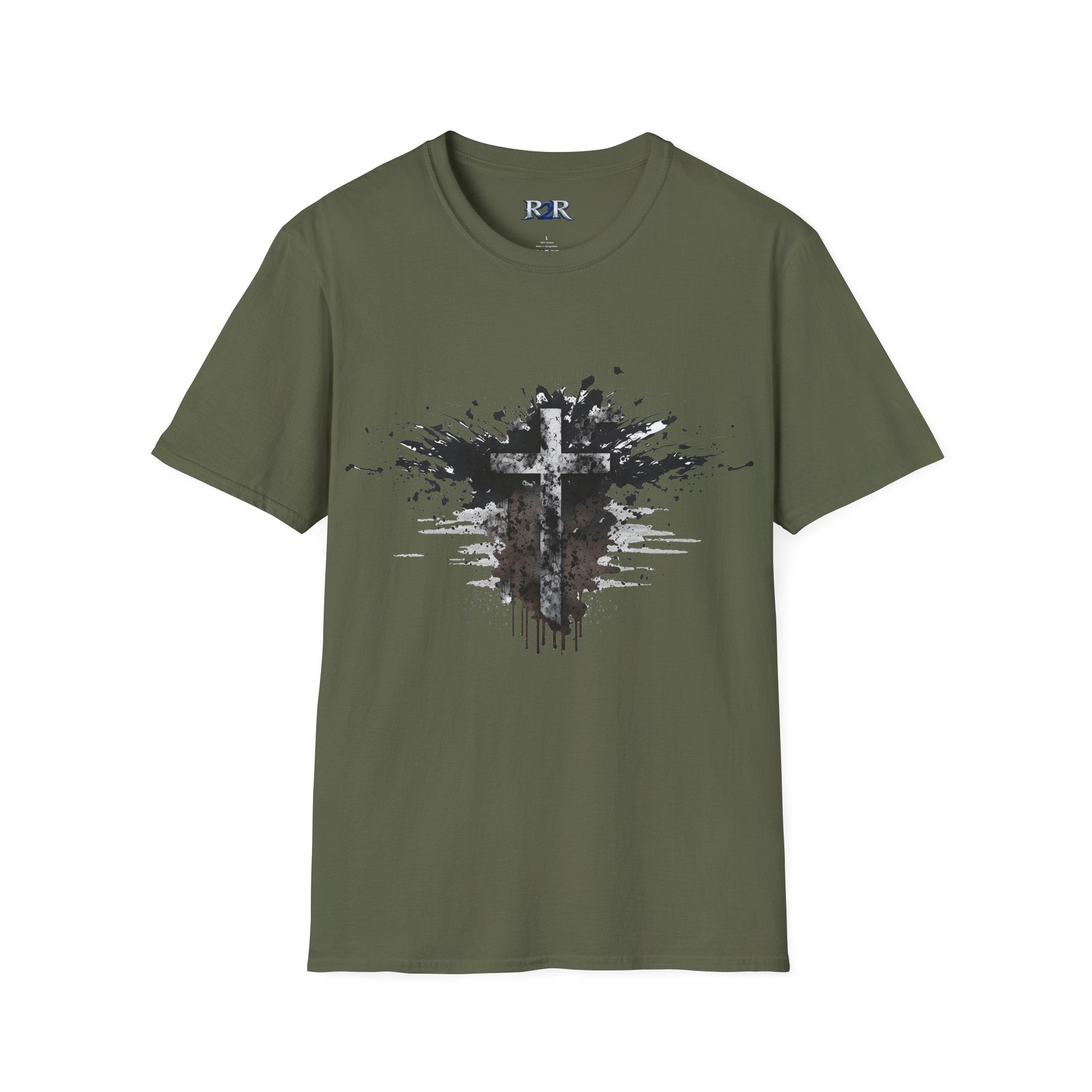 Christian Cross Ink Splatter T-Shirt — Faith Graphic Tee