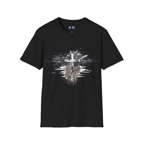 Christian Cross Ink Splatter T-Shirt — Faith Graphic Tee
