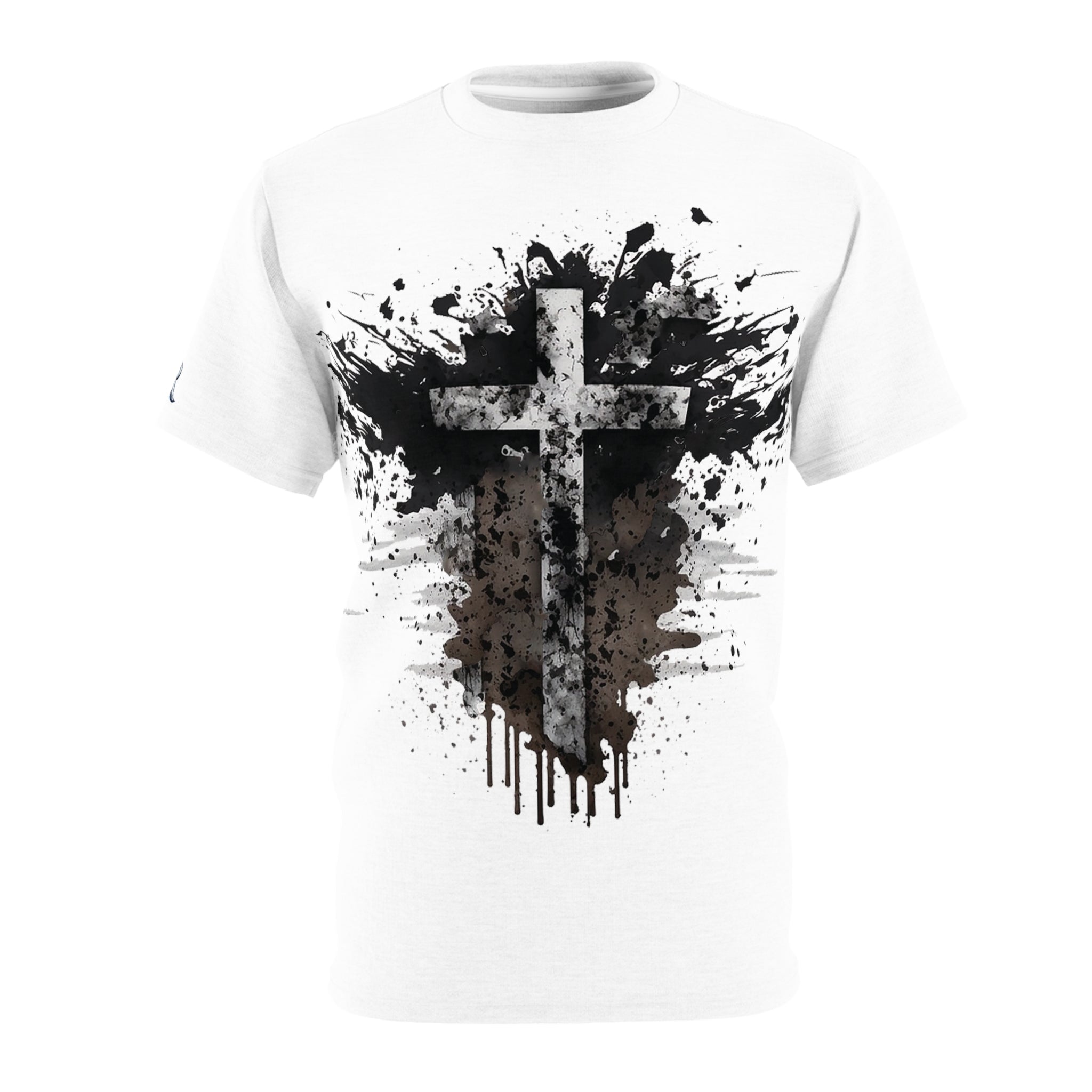 Christian Cross Splatter T-Shirt — Grunge Faith Graphic Tee