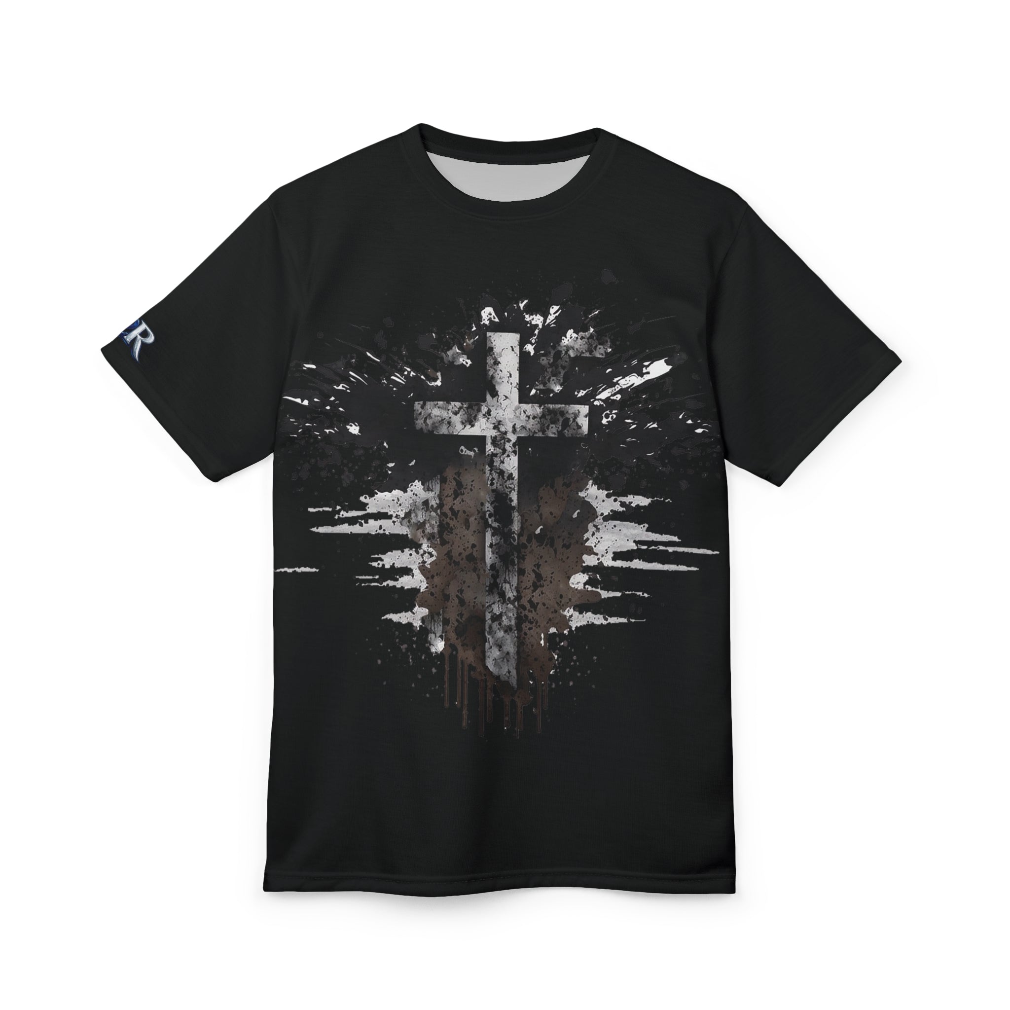 Christian Cross Splatter T-Shirt — Grunge Faith Graphic Tee